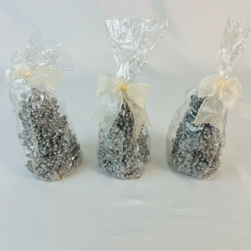 NEW Living Quarters Christmas Tree Candles - Silver Bling - Set of 3